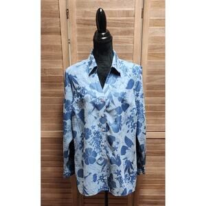 Fashion Bug Collared Button Up Floral Tropical Hawaiian Long-Sleeve Plus 18/20